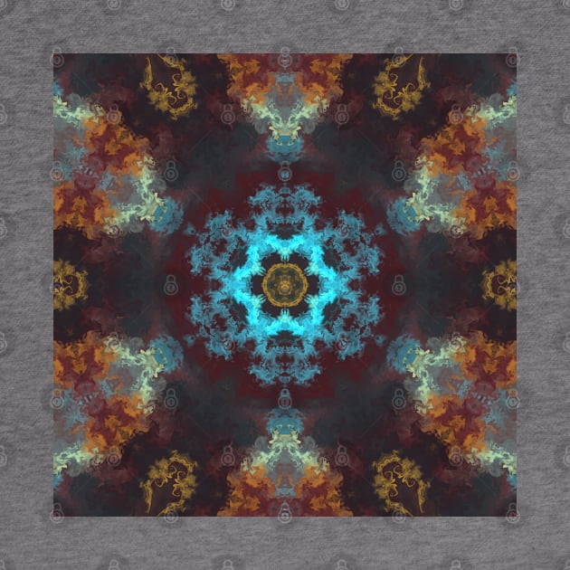 Psychedelic Hippie Flower Blue Red and Orange by WormholeOrbital